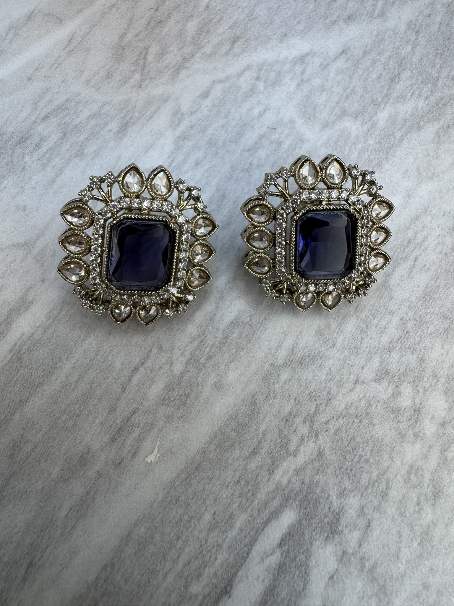 Antique Base Stud Earrings – Traditional Ethnic Party Wear Earrings for Women | 1.2 Inch Height & 1 Inch Width - Image 7