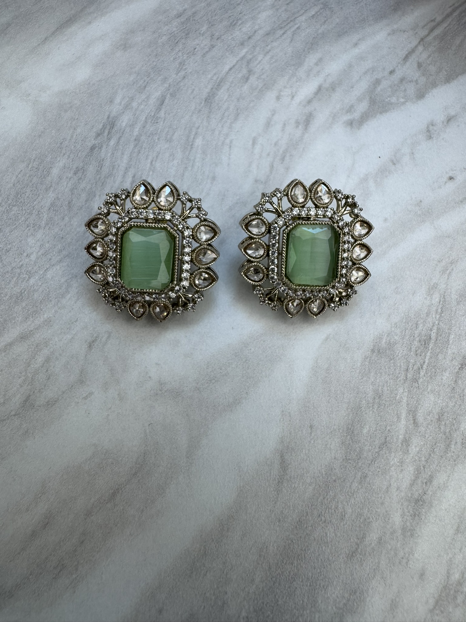 Antique Base Stud Earrings – Traditional Ethnic Party Wear Earrings for Women | 1.2 Inch Height & 1 Inch Width - Image 6