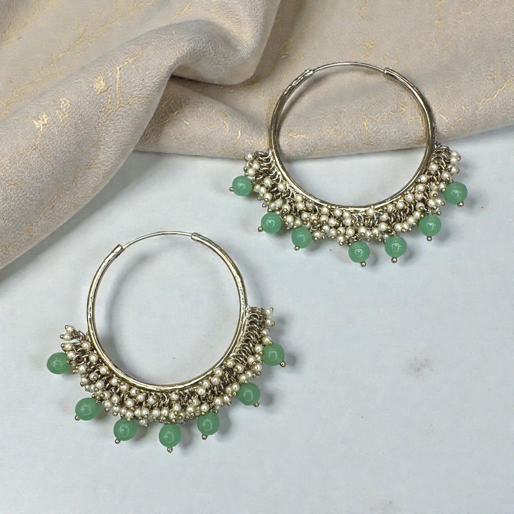 Antique Bali earrings 1.75 inch with beaded drop dangles ethnic jhumka style earrings for women available in multiple colors