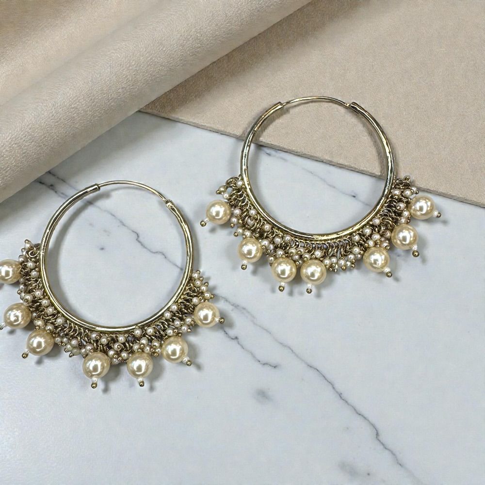 Antique Bali earrings 1.75 inch with beaded drop dangles ethnic jhumka style earrings for women available in multiple colors