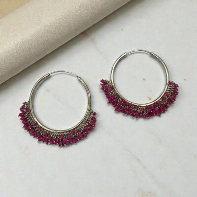 Rani pink ethnic hoop earrings for women