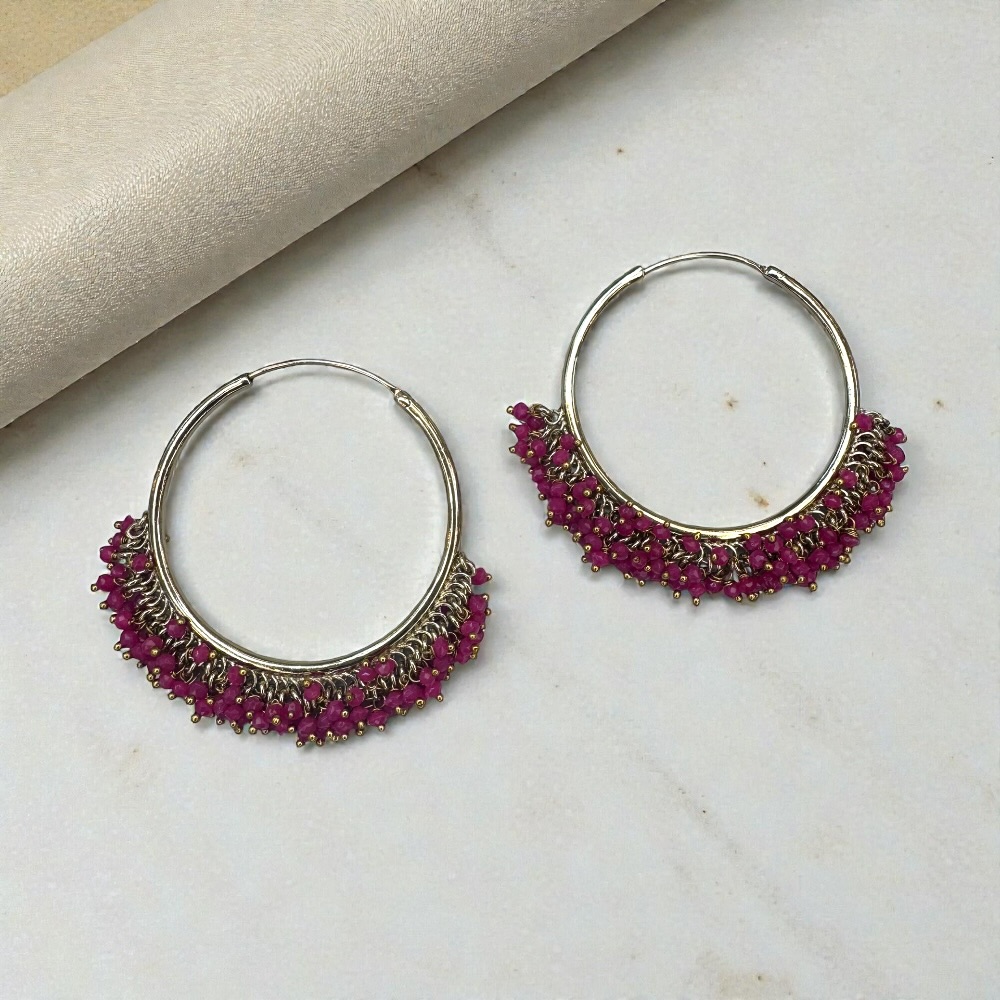 Rani pink ethnic hoop earrings for women