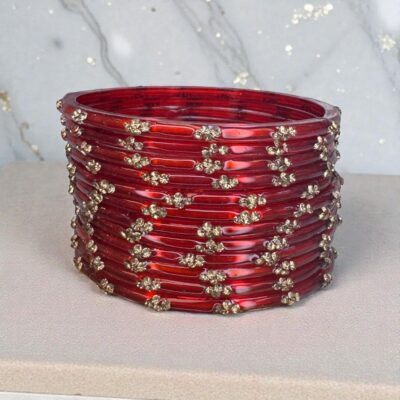 Glass Bangles Kashmiri Churi Indian Gold Stone Work Bangles Set of 12 – Traditional Pakistani & Indian Ethnic Bridal Jewellery