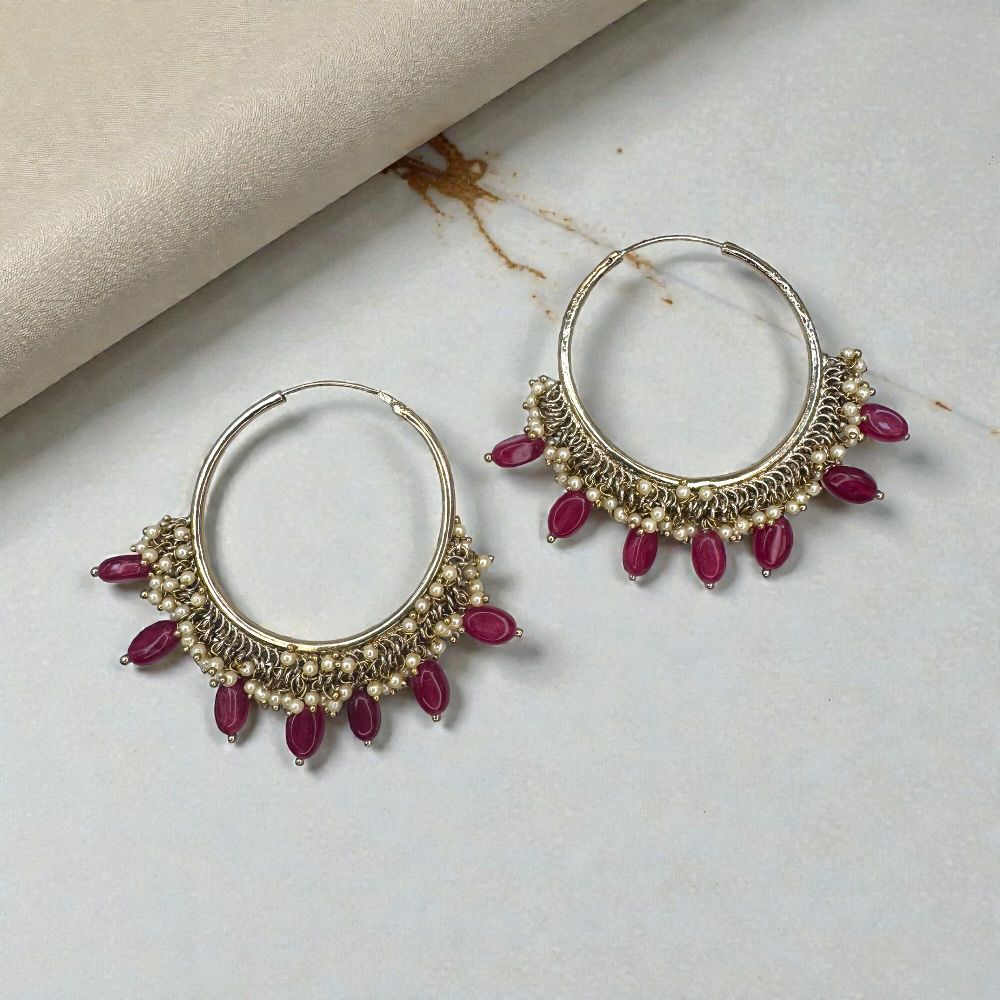 Antique Bali earrings 1.75 inch with beaded drop dangles ethnic jhumka style earrings for women available in multiple colors