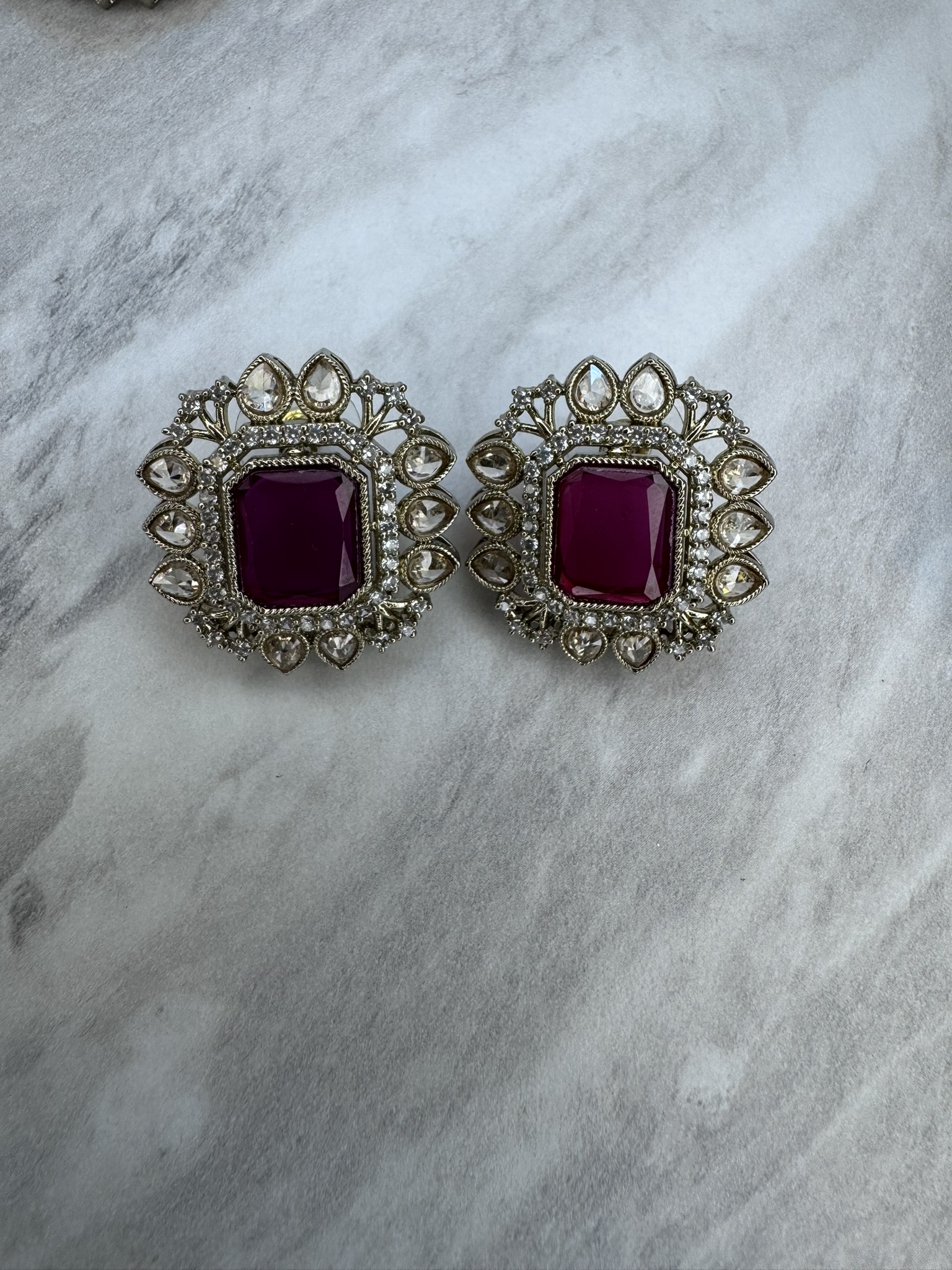 Antique Base Stud Earrings – Traditional Ethnic Party Wear Earrings for Women | 1.2 Inch Height & 1 Inch Width - Image 4