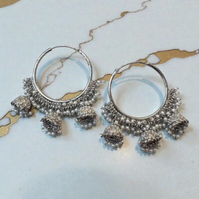 Triple Jhumki Bali Earrings – 1.5 Inch Traditional Gold Tone Ethnic Statement Earrings for Wedding, Mehndi, Eid & Party Wear