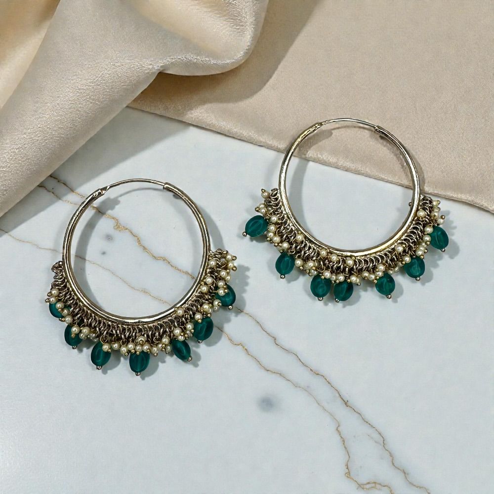 Antique Bali earrings 1.75 inch with beaded drop dangles ethnic jhumka style earrings for women available in multiple colors