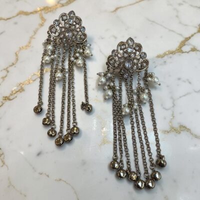 Kashmiri Earrings with Pendant & Bell Drops – Traditional Pakistani Indian Ethnic Dangle Earrings for Wedding, Mehndi, Eid & Party Wear
