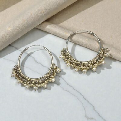 Antique Bali earrings 1.75 inch with beaded drop dangles ethnic jhumka style earrings for women available in multiple colors