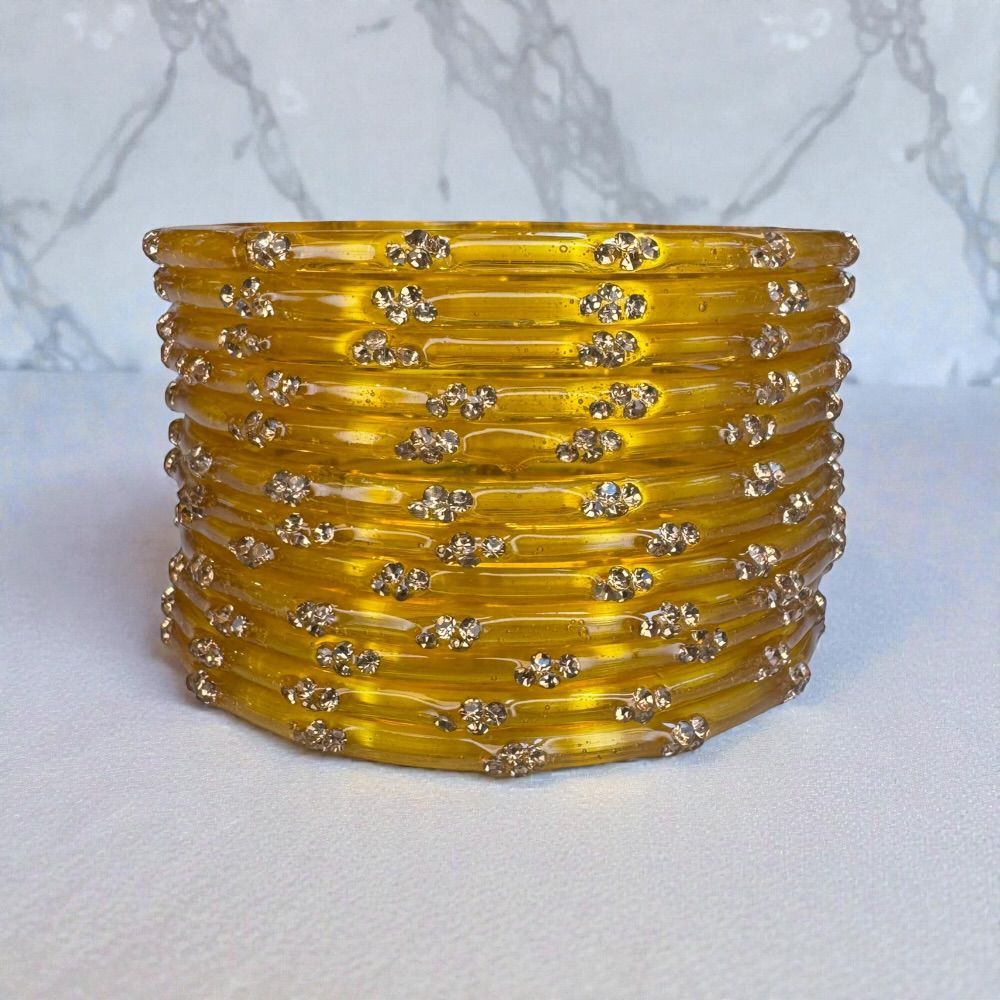 Glass Bangles Kashmiri Churi Indian Gold Stone Work Bangles Set of 12 – Traditional Pakistani & Indian Ethnic Bridal Jewellery - Image 15