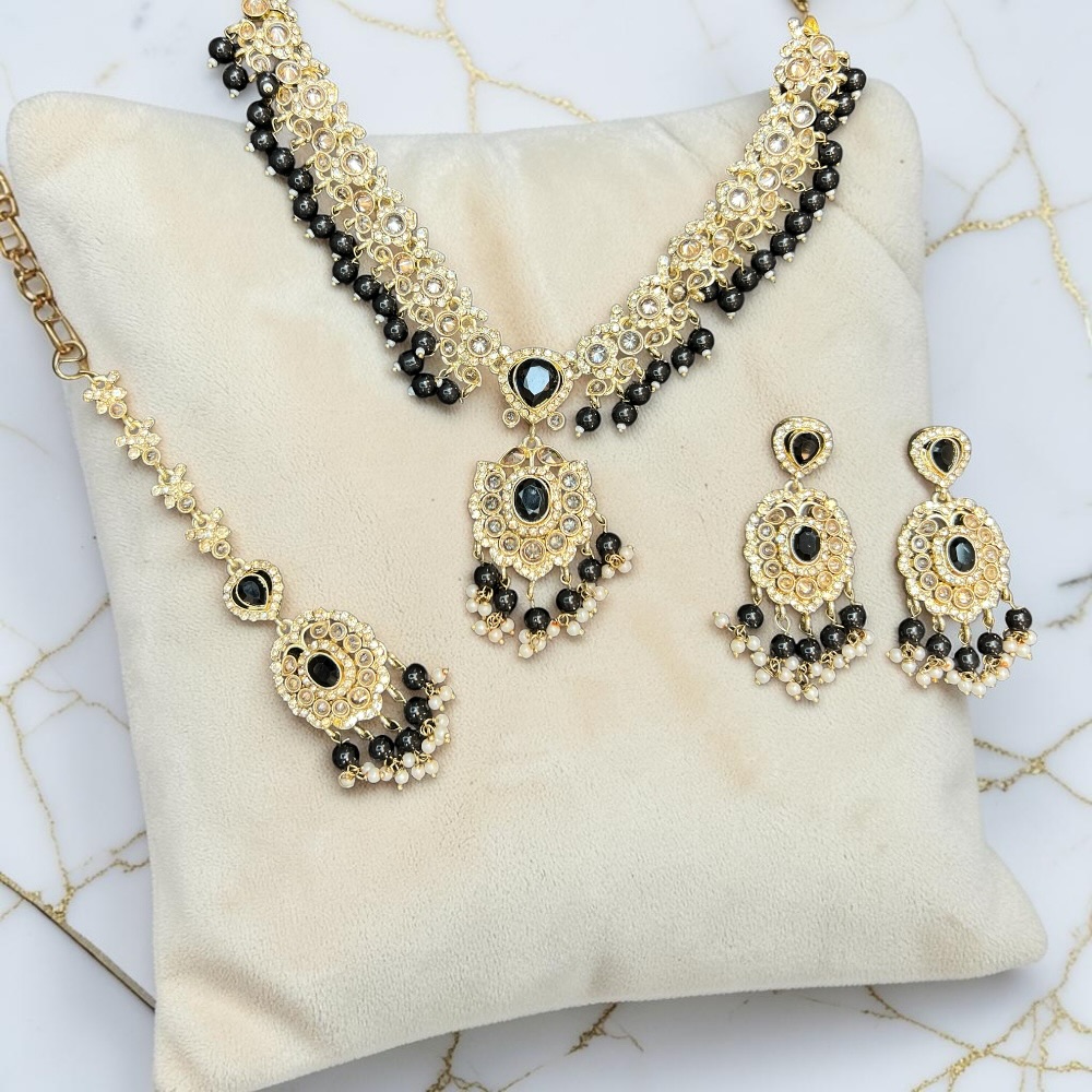 Luxury Crystal Bridal Necklace Set with Pendant Drop, Earrings & Tikka | Wedding Jewellery Set for Women | Pakistani & Indian Bridal Accessories - Image 19