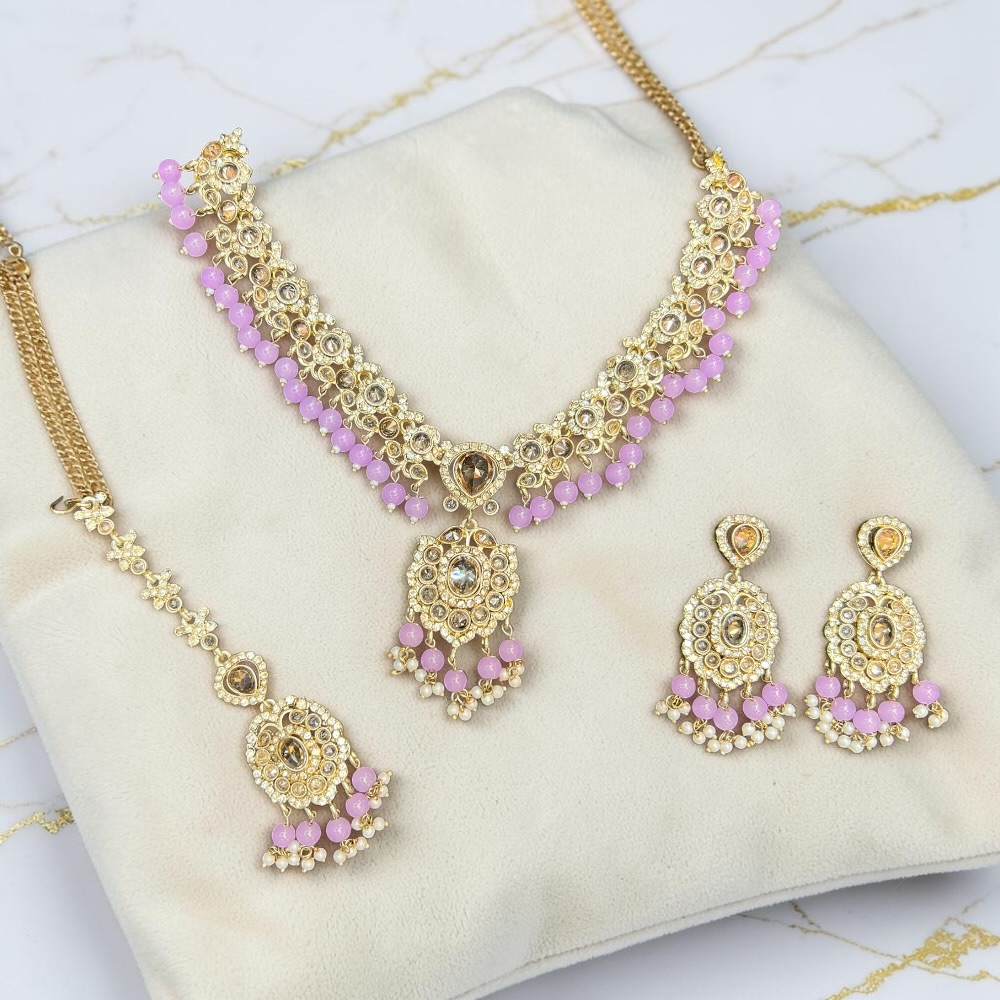 Luxury Crystal Bridal Necklace Set with Pendant Drop, Earrings & Tikka | Wedding Jewellery Set for Women | Pakistani & Indian Bridal Accessories - Image 14