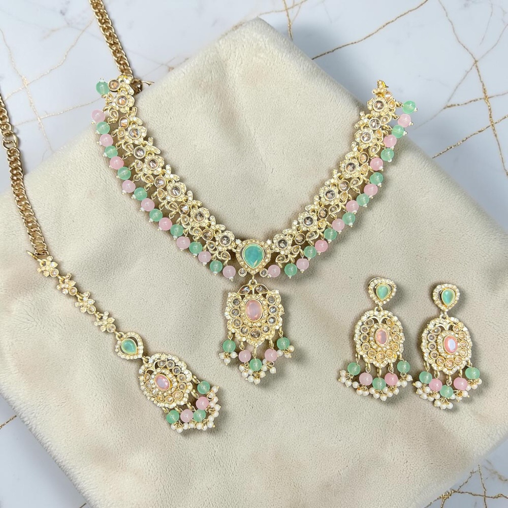 Luxury Crystal Bridal Necklace Set with Pendant Drop, Earrings & Tikka | Wedding Jewellery Set for Women | Pakistani & Indian Bridal Accessories - Image 13