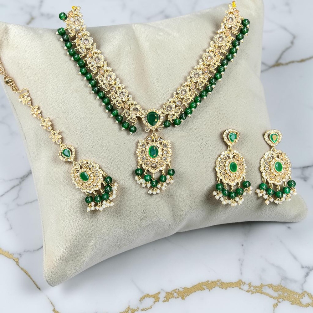 Luxury Crystal Bridal Necklace Set with Pendant Drop, Earrings & Tikka | Wedding Jewellery Set for Women | Pakistani & Indian Bridal Accessories - Image 16