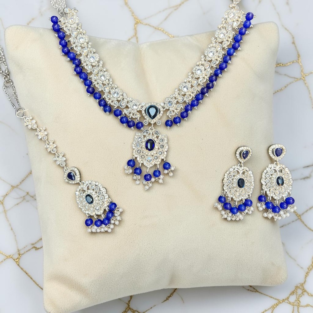 Luxury Crystal Bridal Necklace Set with Pendant Drop, Earrings & Tikka | Wedding Jewellery Set for Women | Pakistani & Indian Bridal Accessories - Image 17