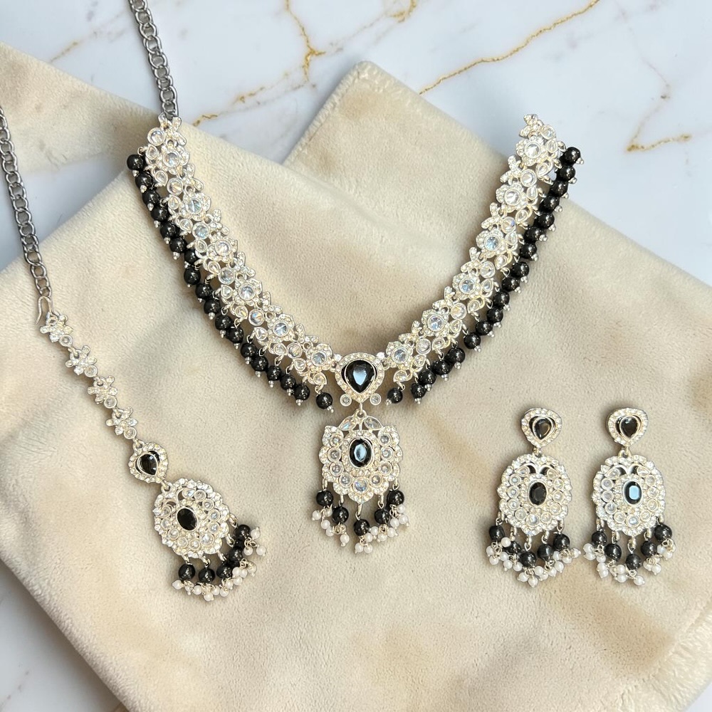Luxury Crystal Bridal Necklace Set with Pendant Drop, Earrings & Tikka | Wedding Jewellery Set for Women | Pakistani & Indian Bridal Accessories - Image 18
