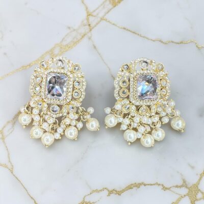 Luxury Antique Crystal Stud Earrings for Women | Vintage Bridal & Party Wear Earrings | Multiple Colours