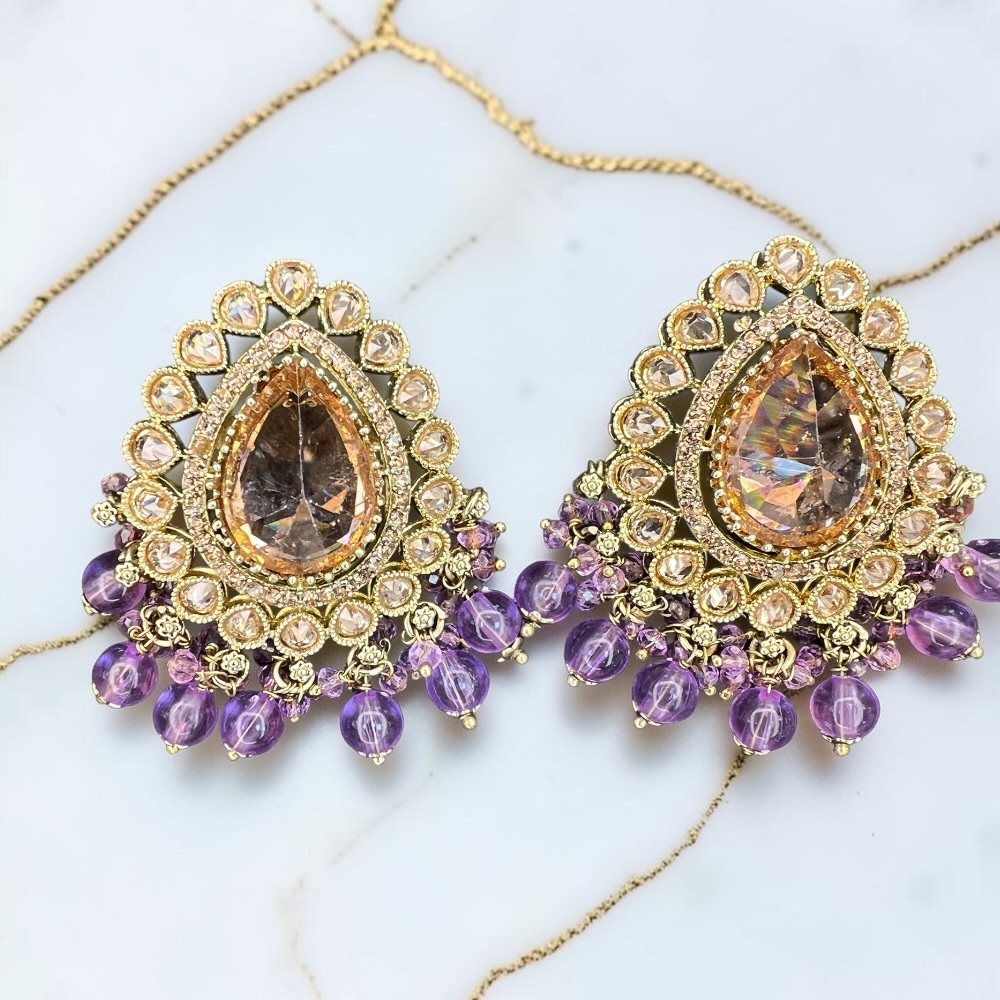 Luxury Antique Large Stud Crystal Earrings | 14 Colours Available - Image 9