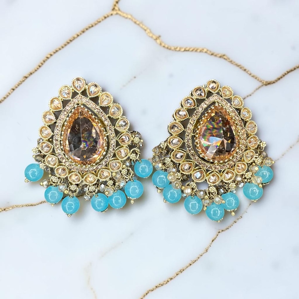 Luxury Antique Large Stud Crystal Earrings | 14 Colours Available - Image 4