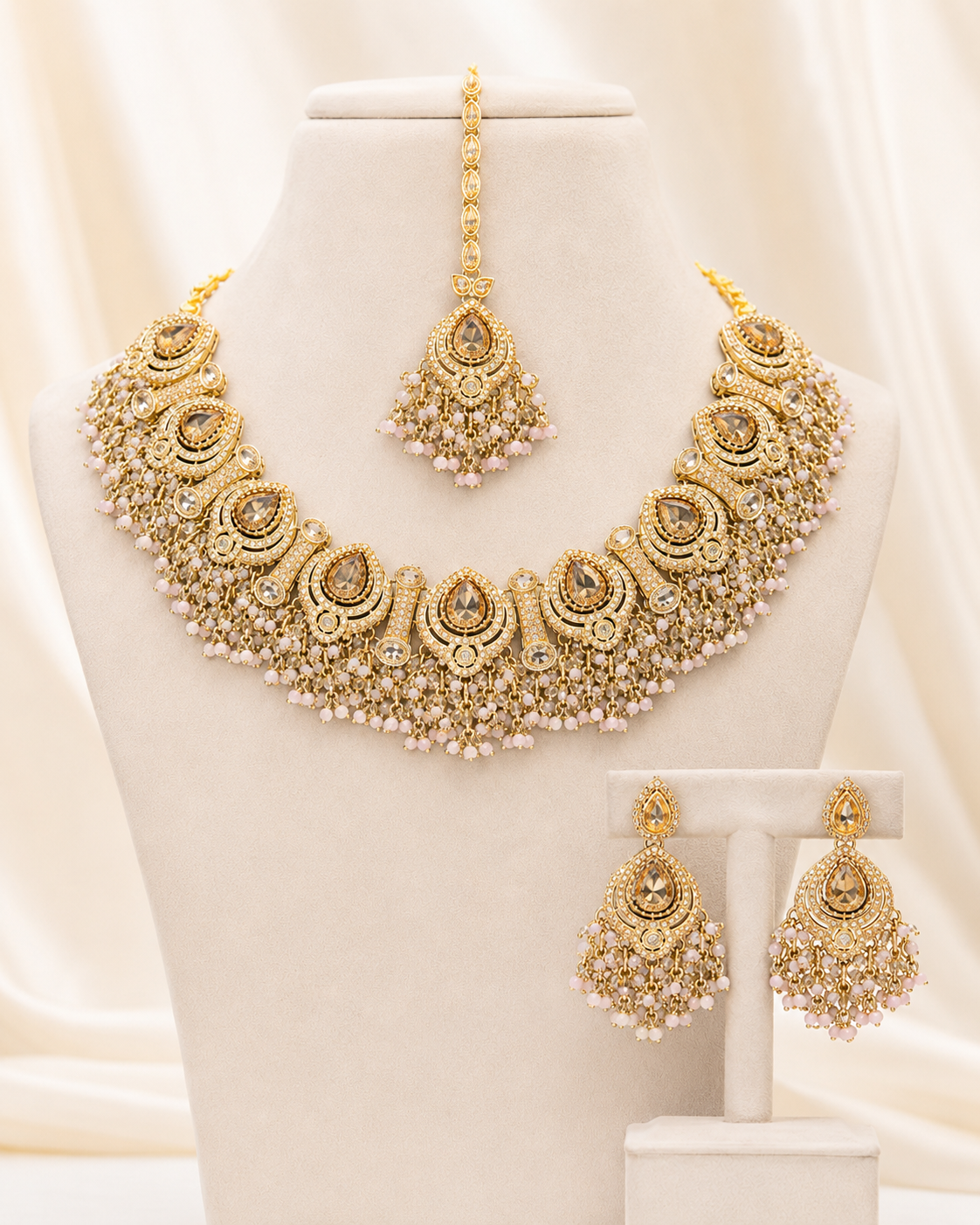 Beaded Necklace Set for Women | Antique Stone Traditional Indian Pakistani Bridal Wedding Jewellery - Image 10