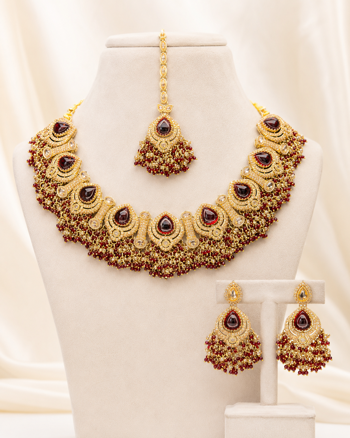 Beaded Necklace Set for Women | Antique Stone Traditional Indian Pakistani Bridal Wedding Jewellery - Image 7
