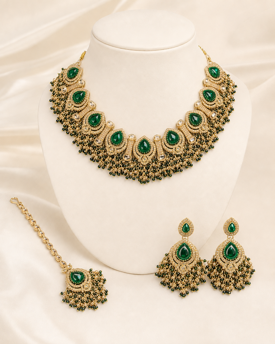 Beaded Necklace Set for Women | Antique Stone Traditional Indian Pakistani Bridal Wedding Jewellery - Image 9