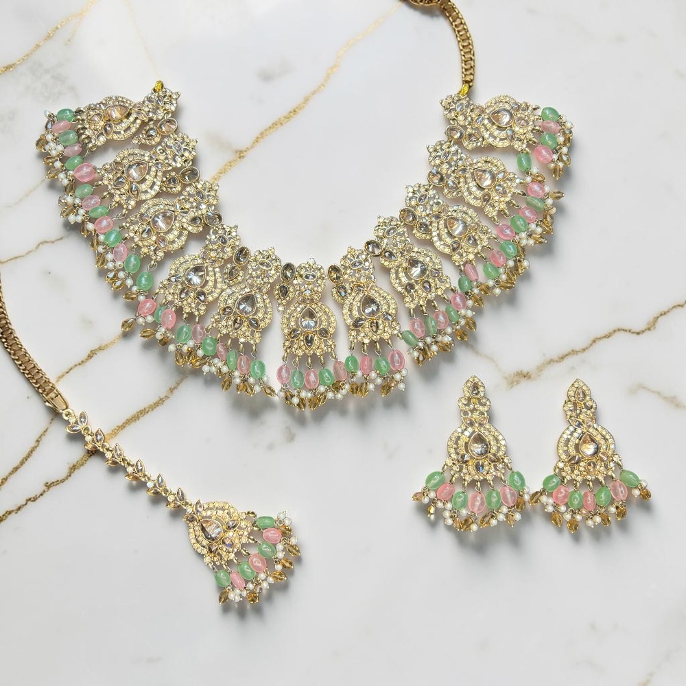 Necklace Set with Earrings and Tikka Pakistani Indian Wedding Jewellery Set Traditional Jewellery - Image 14