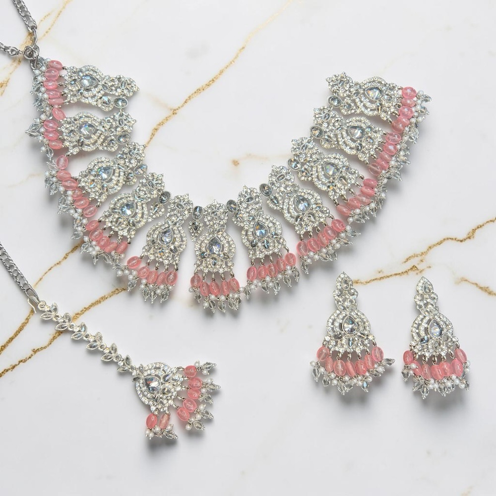Necklace Set with Earrings and Tikka Pakistani Indian Wedding Jewellery Set Traditional Jewellery - Image 15