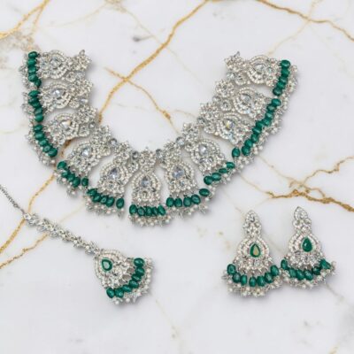 Necklace Set with Earrings and Tikka Pakistani Indian Wedding Jewellery Set Traditional Jewellery
