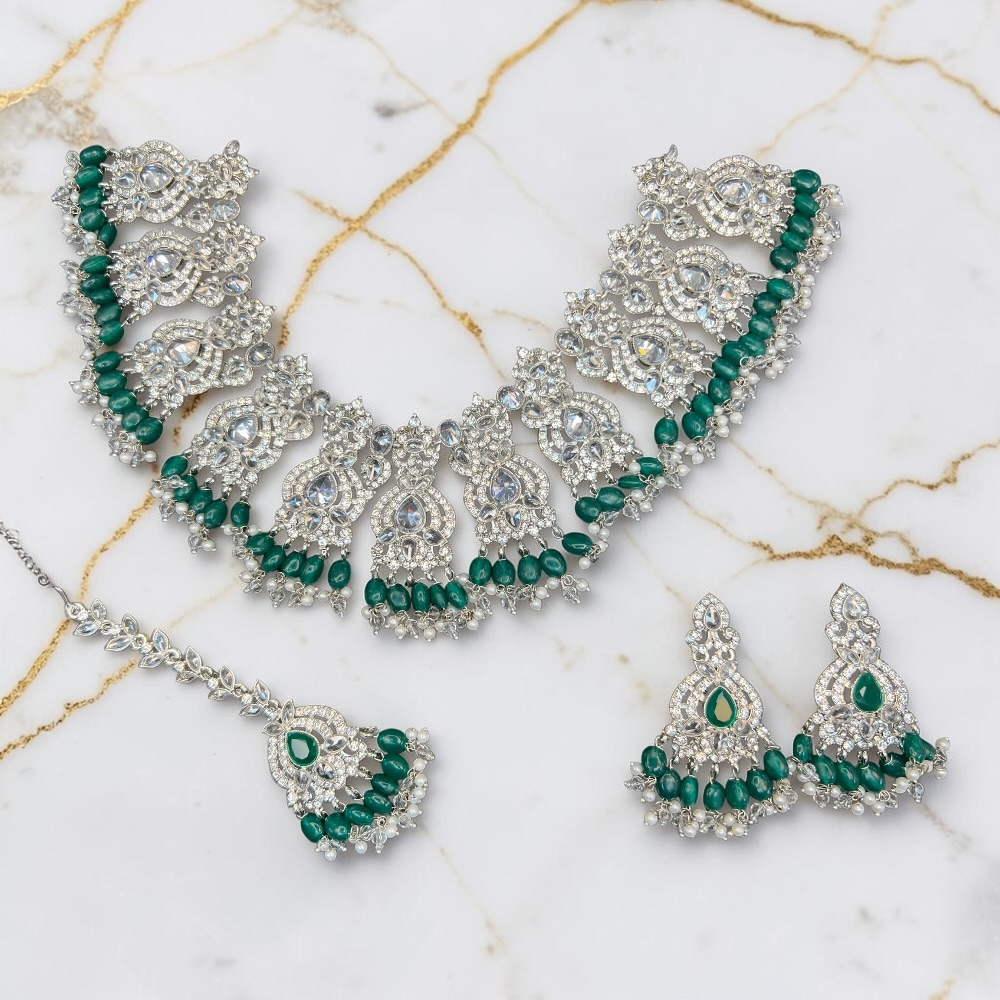 Necklace Set with Earrings and Tikka Pakistani Indian Wedding Jewellery Set Traditional Jewellery