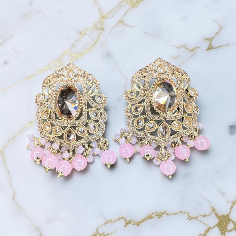 Stud Earrings for Women Antique Crystal Statement Bridal Wedding Ethnic Jewellery - Image 14