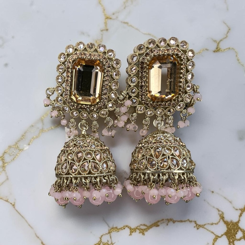 Statement Jhumki Earrings for Women Vintage Crystal Dangle Bridal Wedding Jewellery - Image 9