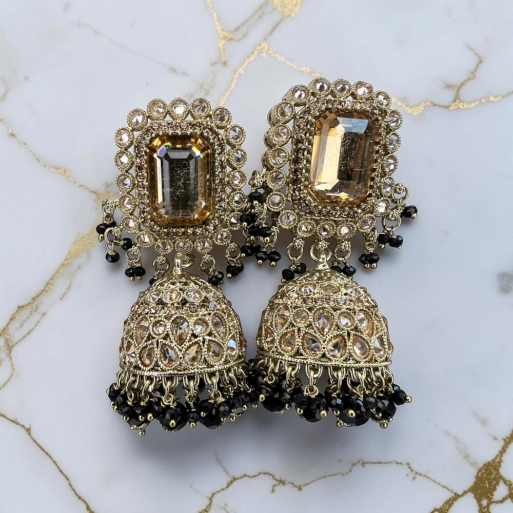Statement Jhumki Earrings for Women Vintage Crystal Dangle Bridal Wedding Jewellery - Image 10