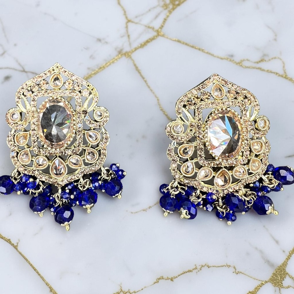 Stud Earrings for Women Antique Crystal Statement Bridal Wedding Ethnic Jewellery - Image 12