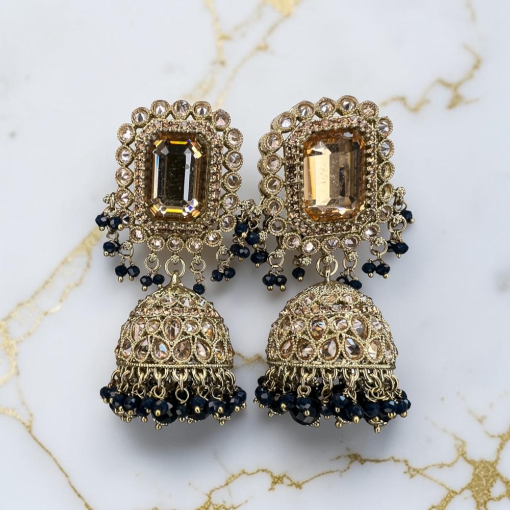 Statement Jhumki Earrings for Women Vintage Crystal Dangle Bridal Wedding Jewellery - Image 12