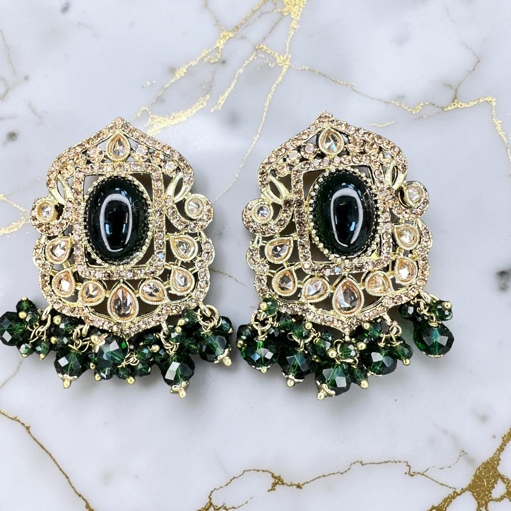 Stud Earrings for Women Antique Crystal Statement Bridal Wedding Ethnic Jewellery - Image 11