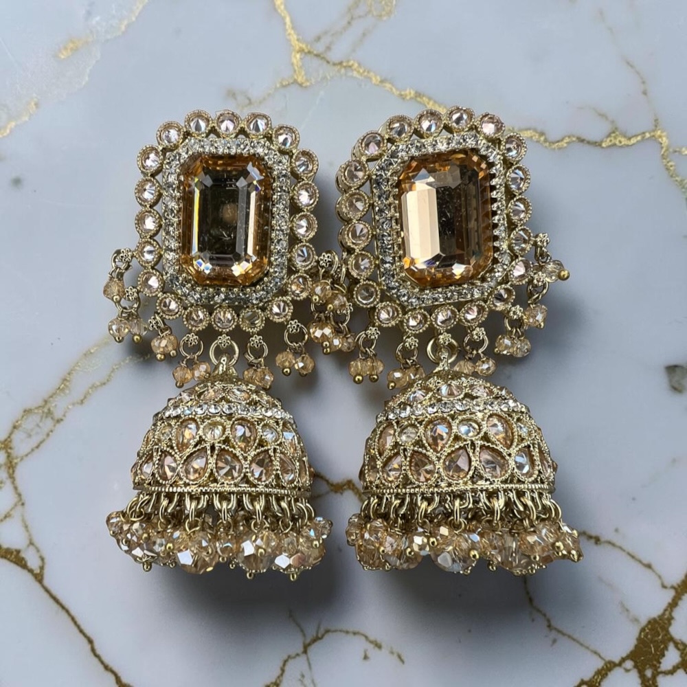 Statement Jhumki Earrings for Women Vintage Crystal Dangle Bridal Wedding Jewellery - Image 13