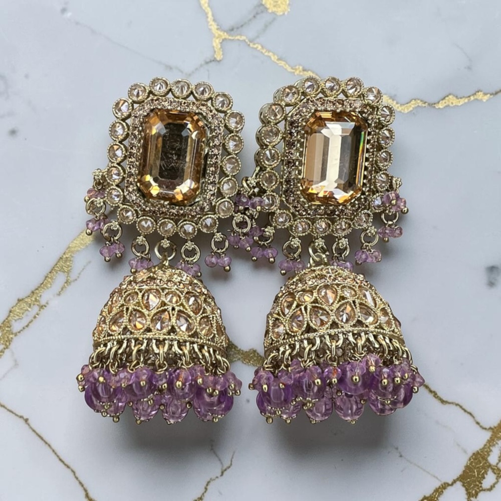 Statement Jhumki Earrings for Women Vintage Crystal Dangle Bridal Wedding Jewellery - Image 8