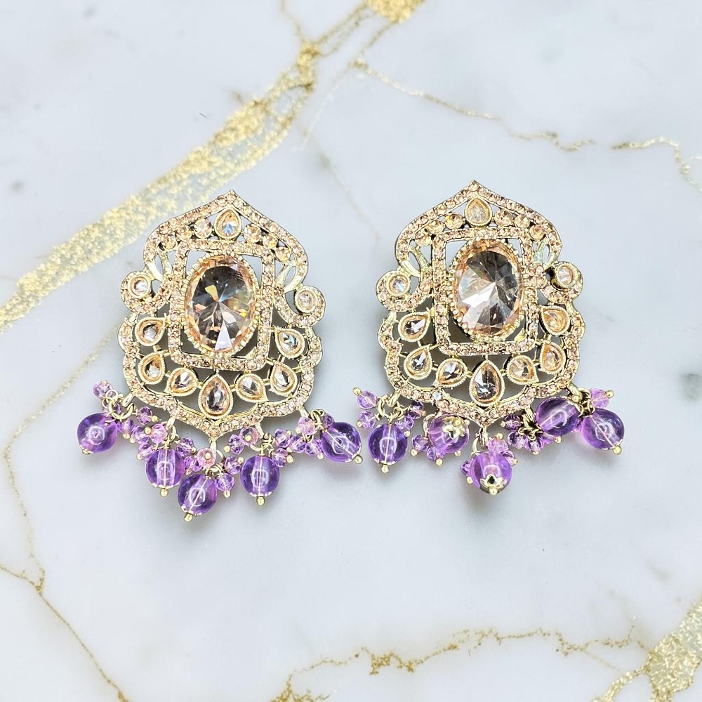 Stud Earrings for Women Antique Crystal Statement Bridal Wedding Ethnic Jewellery - Image 9