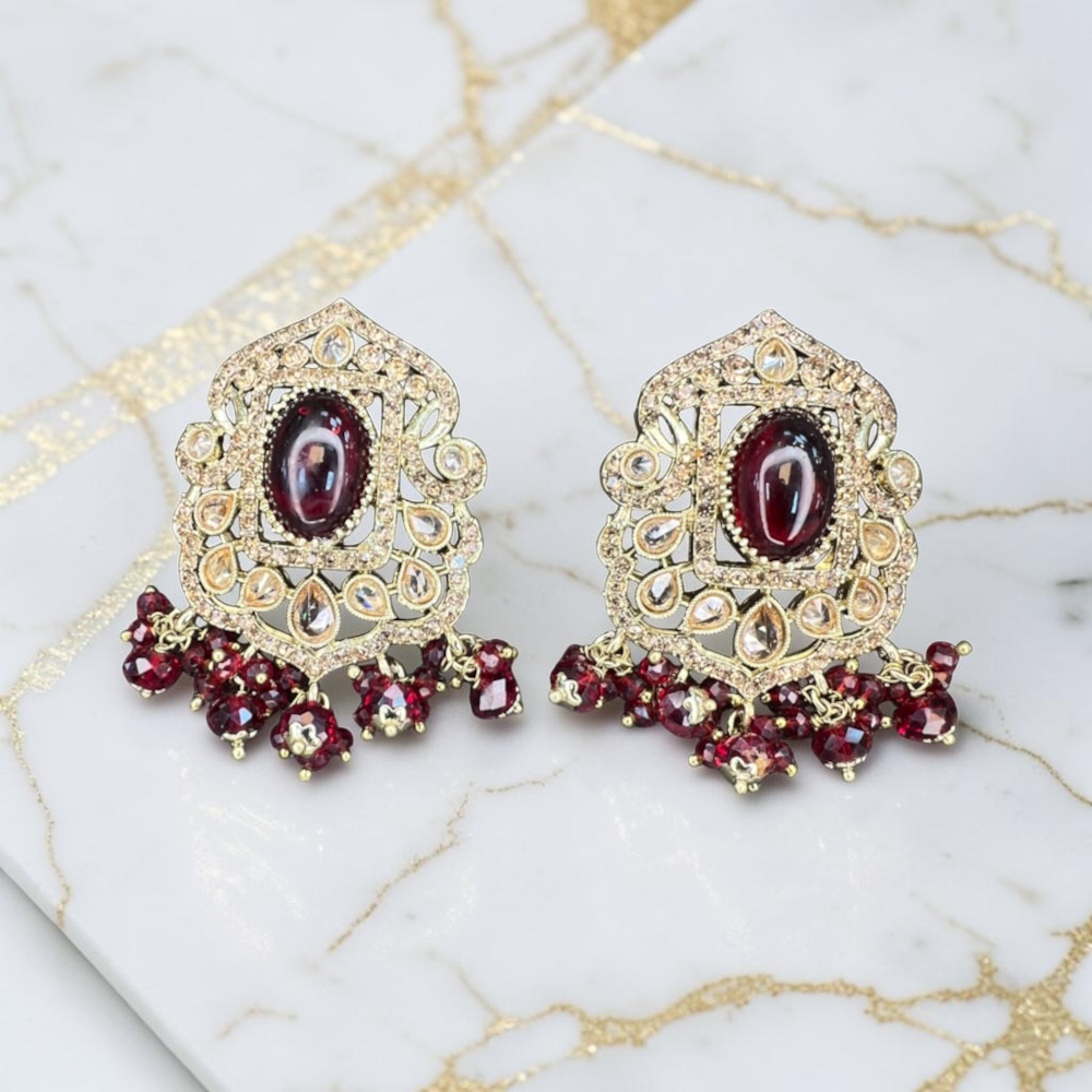 Stud Earrings for Women Antique Crystal Statement Bridal Wedding Ethnic Jewellery - Image 8