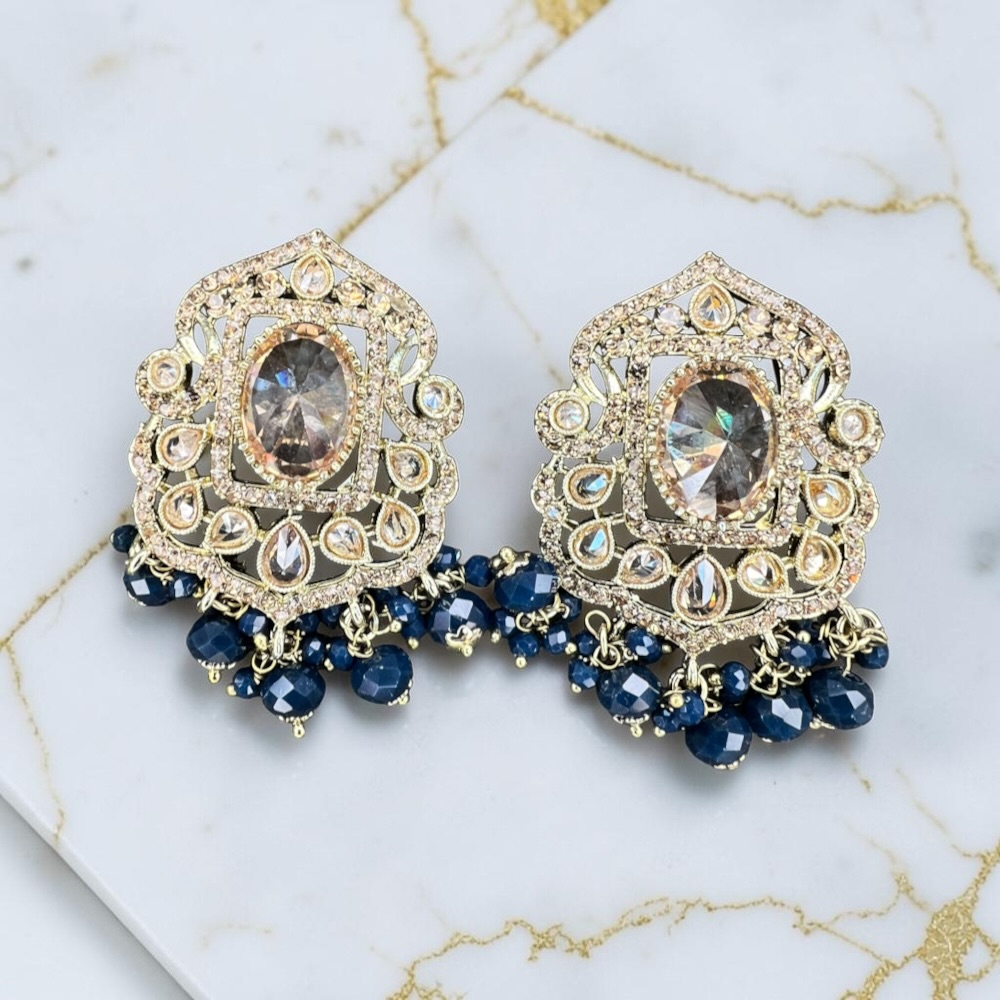 Stud Earrings for Women Antique Crystal Statement Bridal Wedding Ethnic Jewellery - Image 6