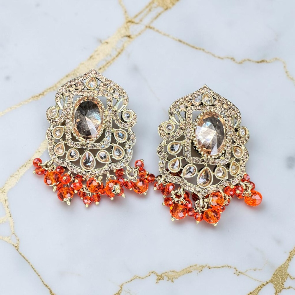 Stud Earrings for Women Antique Crystal Statement Bridal Wedding Ethnic Jewellery - Image 7