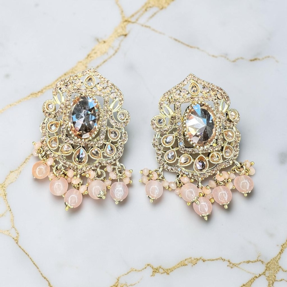 Stud Earrings for Women Antique Crystal Statement Bridal Wedding Ethnic Jewellery - Image 5