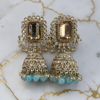Statement Jhumki Earrings for Women Vintage Crystal Dangle Bridal Wedding Jewellery