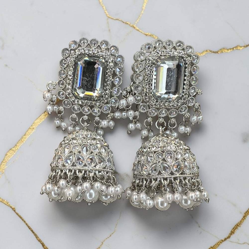 Statement Jhumki Earrings for Women Vintage Crystal Dangle Bridal Wedding Jewellery - Image 14