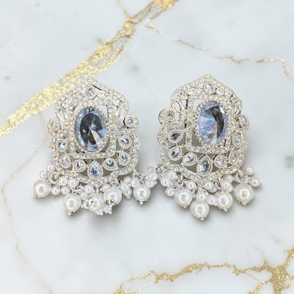 Stud Earrings for Women Antique Crystal Statement Bridal Wedding Ethnic Jewellery - Image 10
