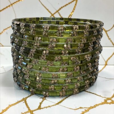 Crystal Glass Bangles Set of 12 | Multicolor Churi Bangles | Bridal Wedding Jewellery