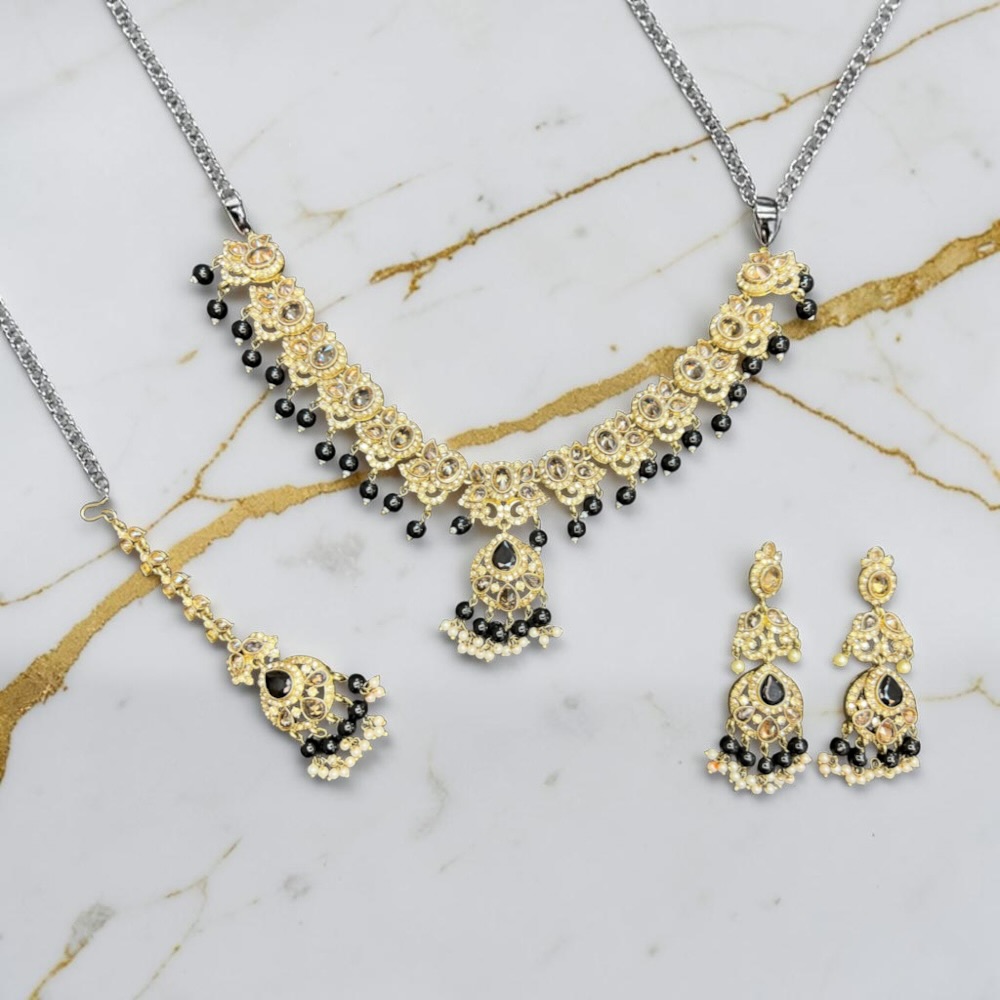 Necklace Set Crystal Beaded Necklace Earrings Tikka Traditional Wedding Bridal Jewellery - Image 9