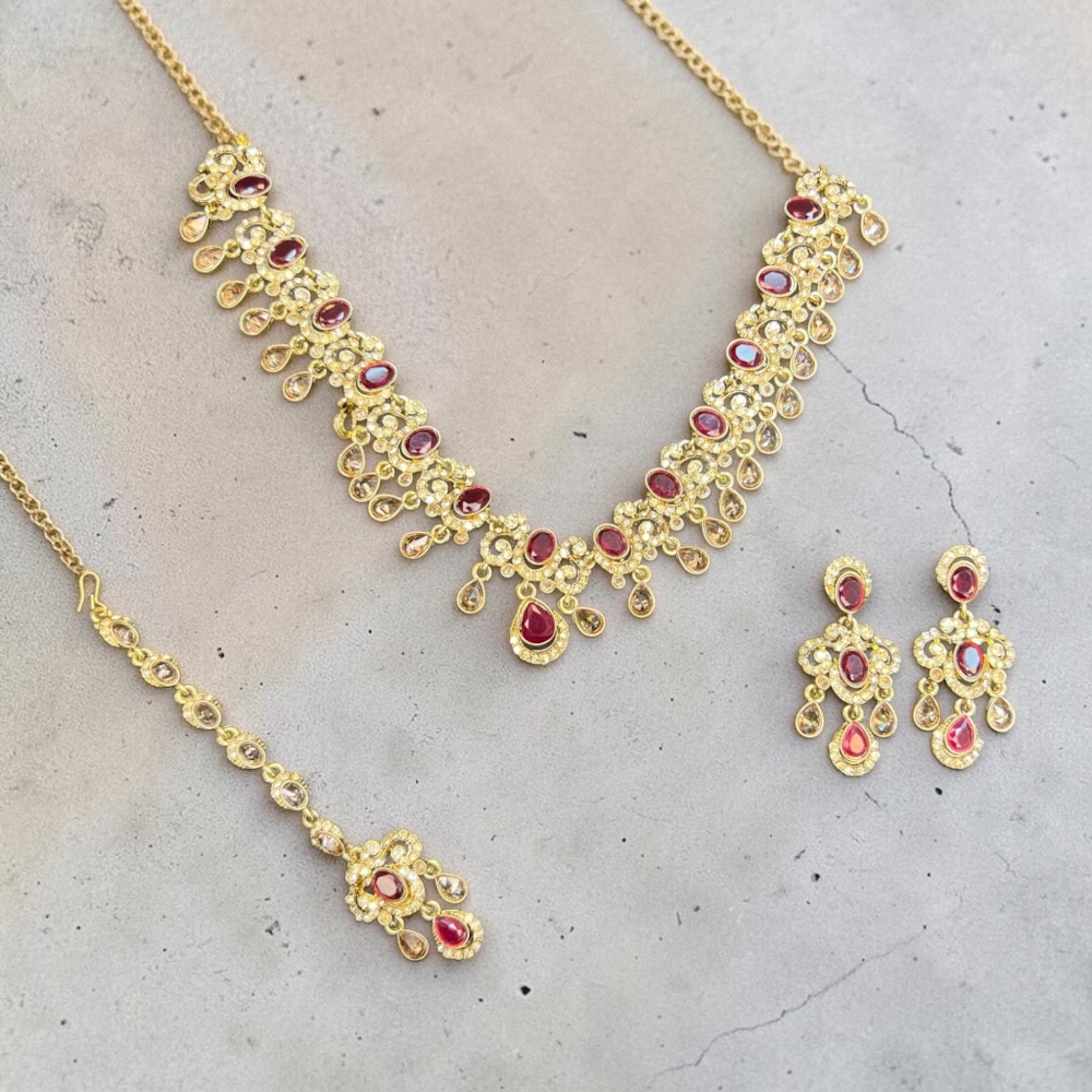 Necklace Set for Women with Earrings and Tikka – Traditional Indian & Pakistani Jewellery - Image 6