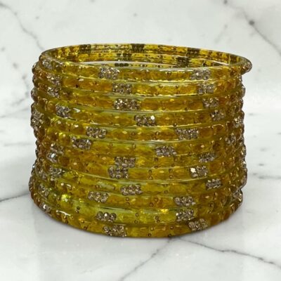 Raindrop Crystal Glass Bangles Set of 12 | Sparkling Glass Churi Bangles for Women | Bridal Wedding Party Jewellery